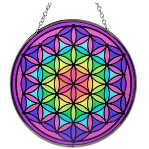 New! Rainbow Flower of Life Suncatcher